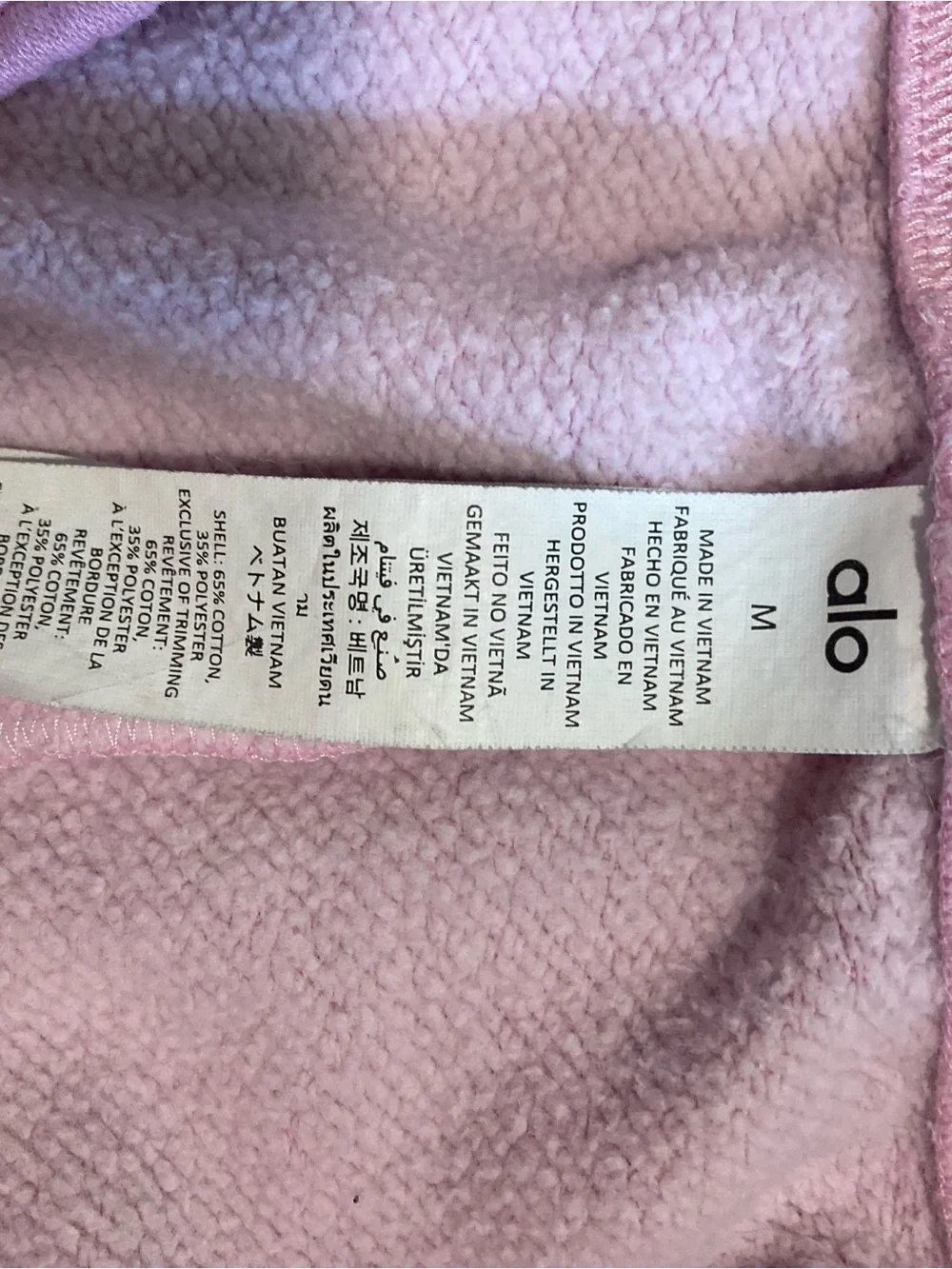 ALO Yoga Light Pink Fleece Lined Hoodie